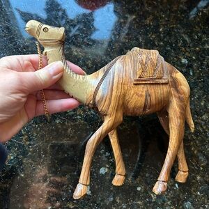 Hand Carved Olive Wood Camel Figurine
